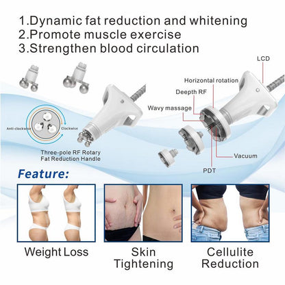Rollvela Shape 5-Handle Body Sculpting Machine | Rotary RF+Cavitation+Vacuum RF