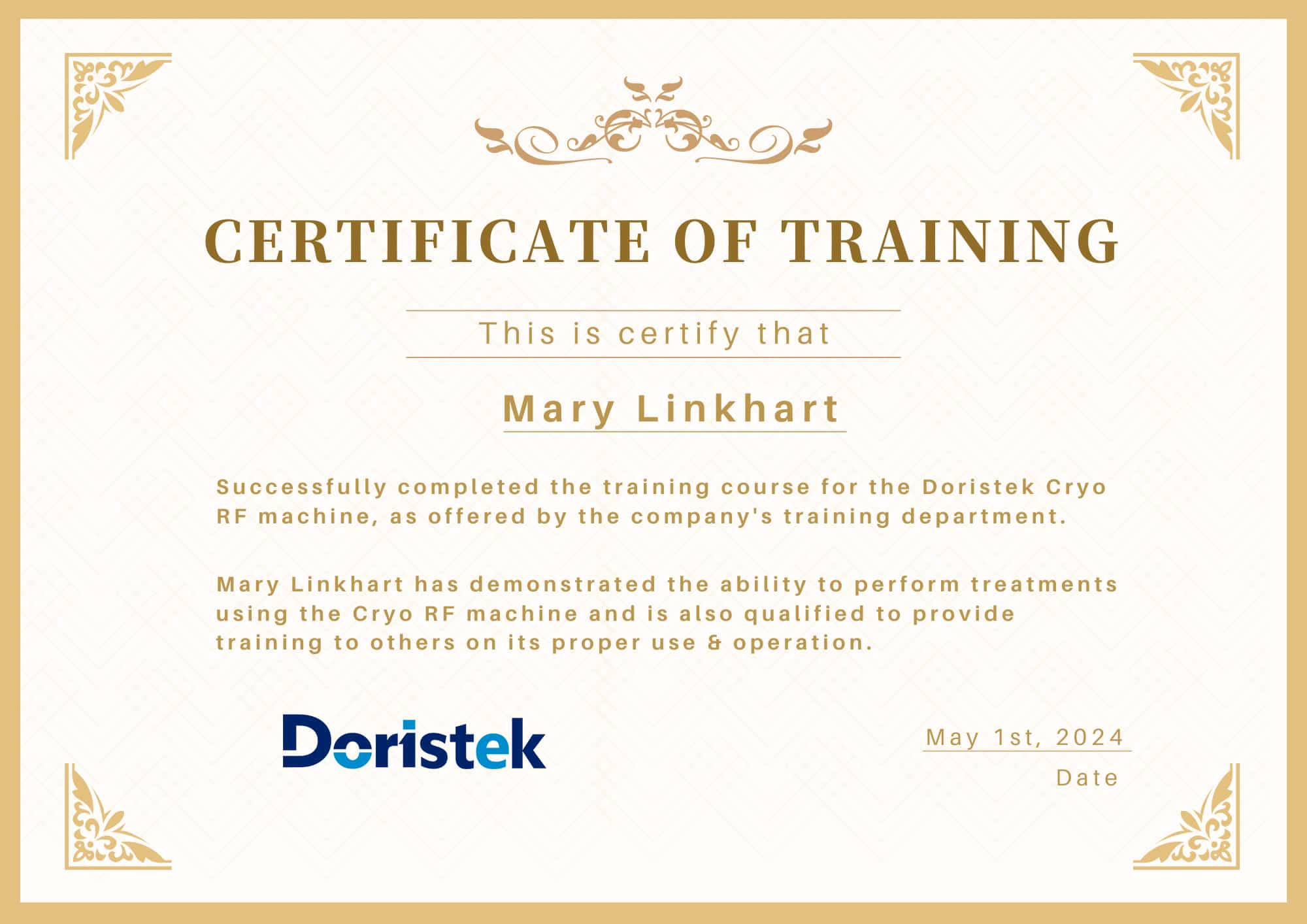 Training certification